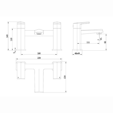 Buy Milly geo inspired hexagonal bath mixer tap filler - matt black Online UK | HOUSE OF ENKI