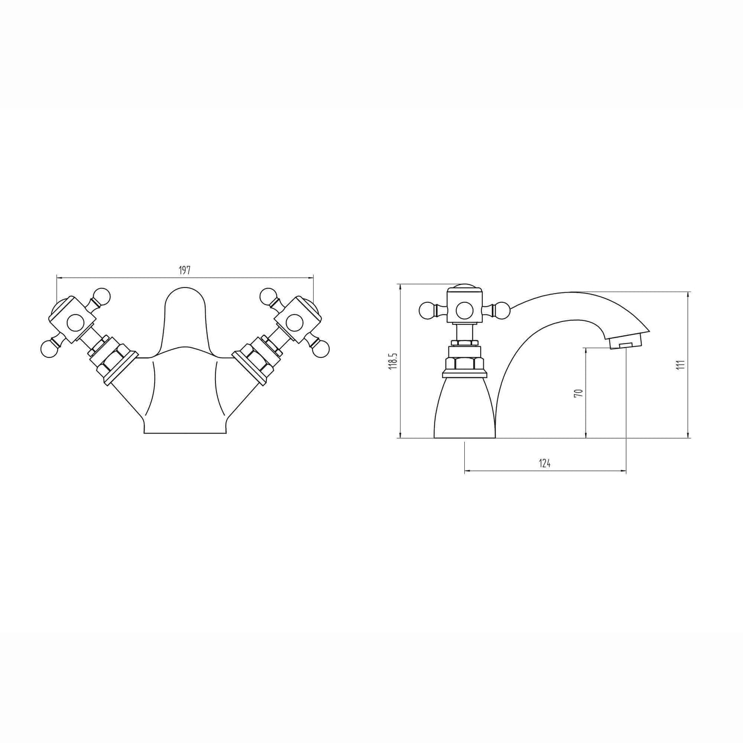 Buy Camberley traditional mono basin mixer tap crosshead - antique brass Online UK | HOUSE OF ENKI