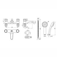 Buy Quest bath shower mixer filler tap modern with knobs - chrome Online UK | HOUSE OF ENKI