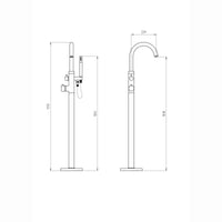 Zara floorstanding bath shower mixer tap thermostatic control - matte black - Taps