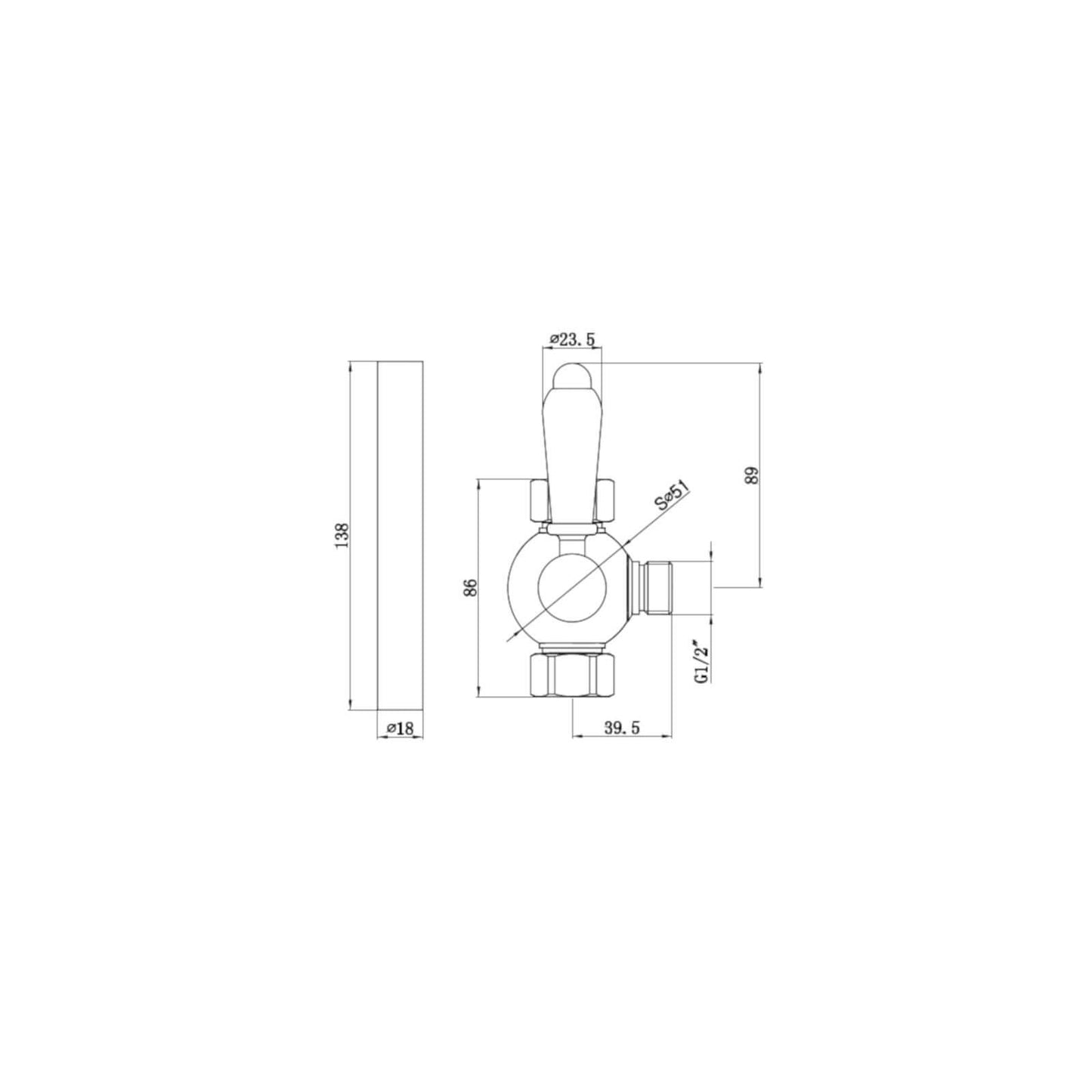 Buy Downton traditional shower diverter with 18mm diameter extension pipe - gold Online UK | HOUSE OF ENKI