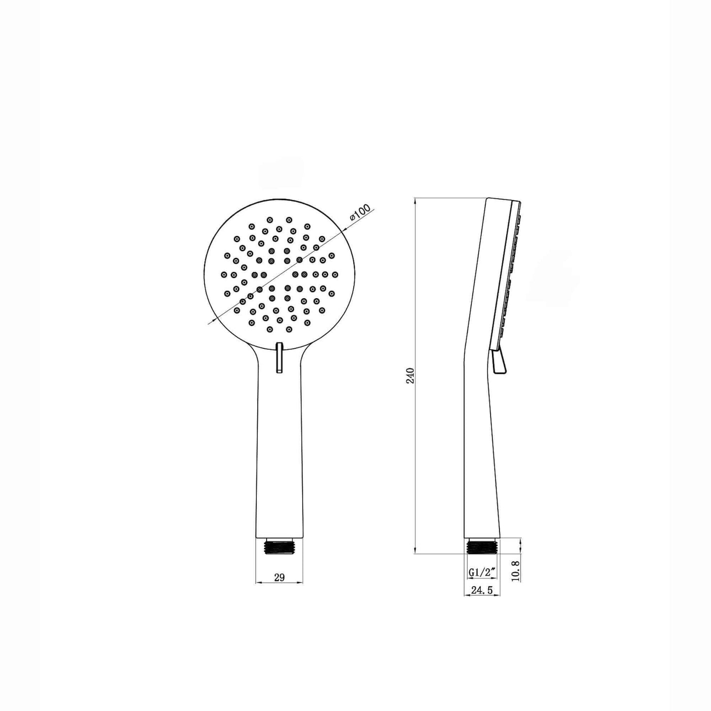 Buy Modern round multi function hand shower 3 setting - matt black online UK