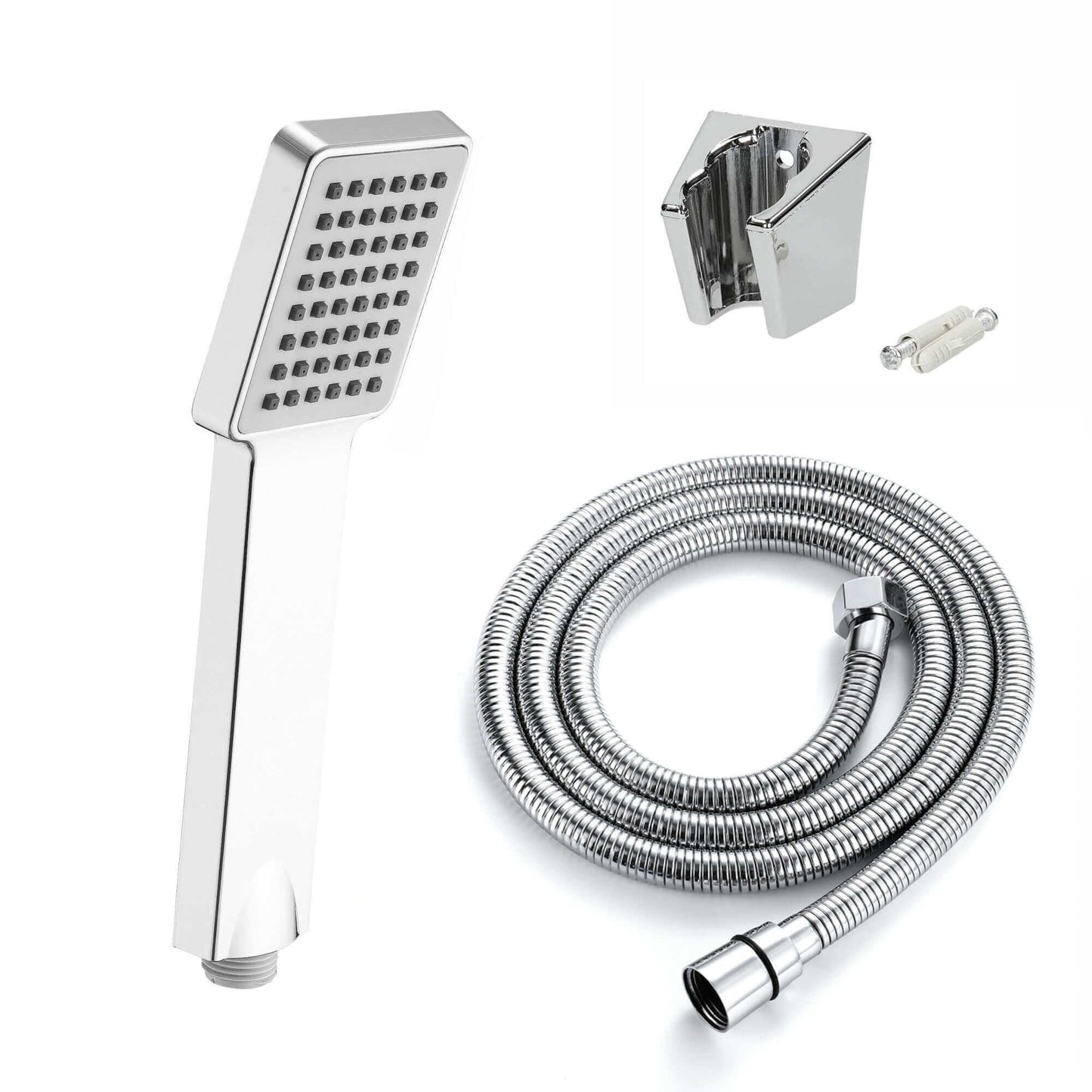 Buy Square Paddle Hand Shower Kit incl. Hose and Wall Bracket - Chrome Online UK | HOUSE OF ENKI