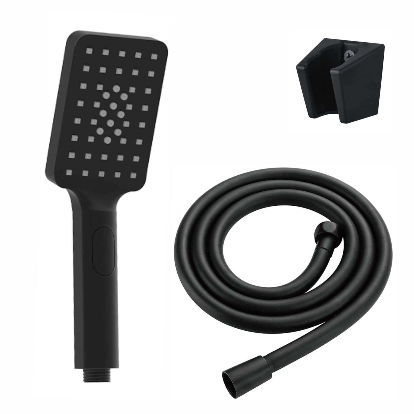 Buy Contemporary Square 3 Function Hand Shower Kit Incl. Hose And Wall Bracket - Black Online UK | HOUSE OF ENKI