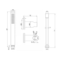 Premium Round Pencil Hand Shower With Silicone Jets Kit Incl. Hose And Luxury Brass Wall Bracket - Chrome - Showers