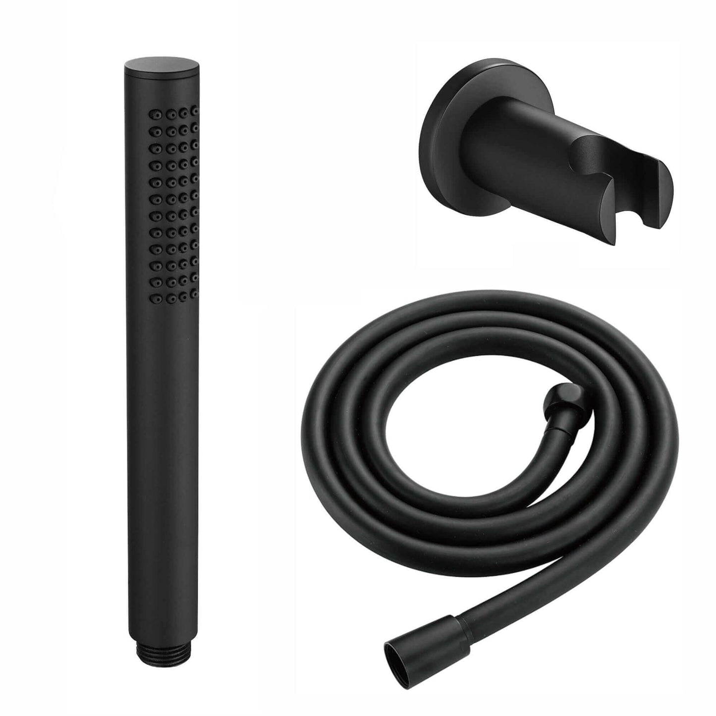 Buy Premium Round Pencil Hand Shower With Silicone Jets Kit Incl. Hose And Luxury Brass Wall Bracket - Matt Black Online UK | HOUSE OF ENKI