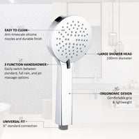 Contemporary 3 Function Hand Shower Kit Incl. Hose And Wall Bracket - Chrome - Showers