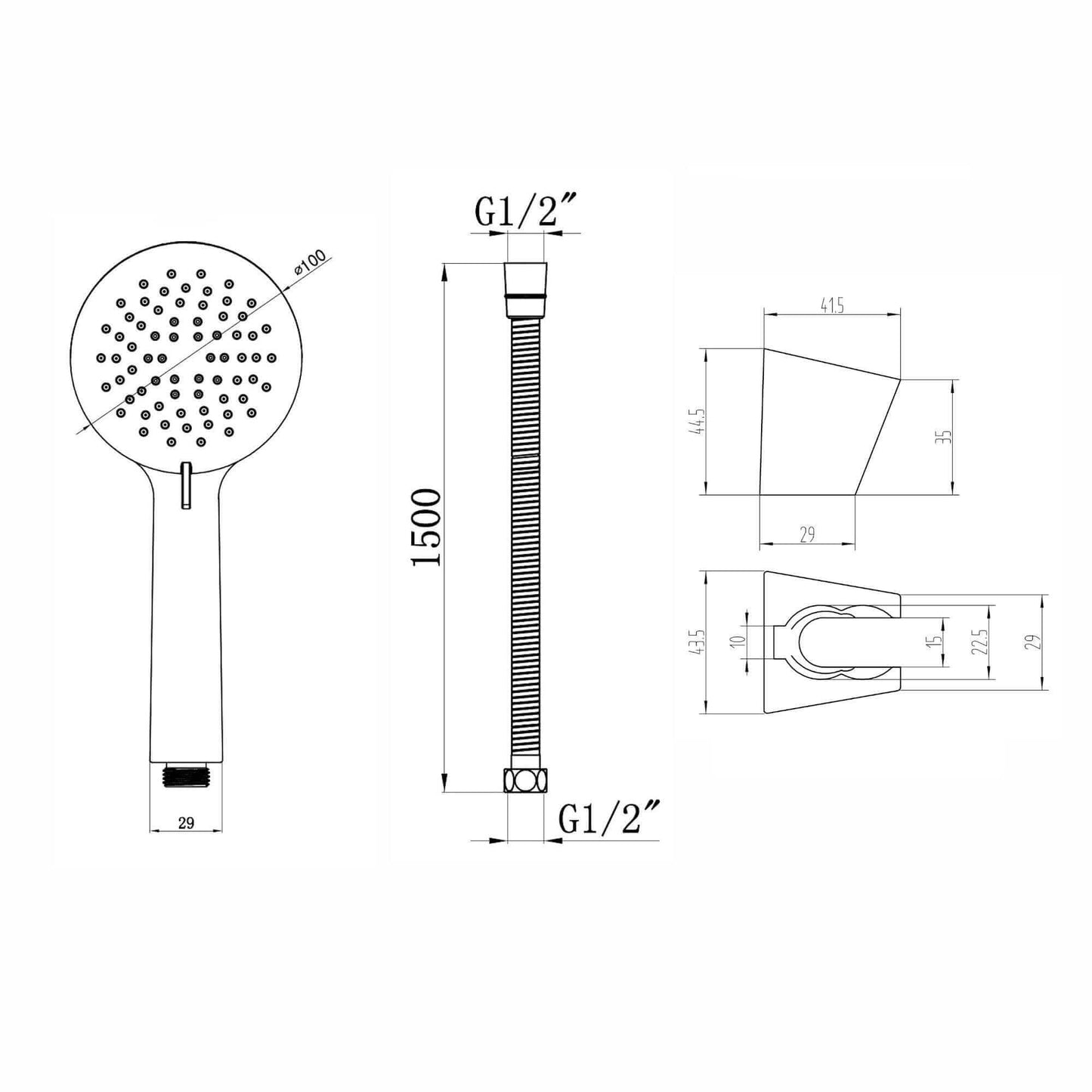 Buy Contemporary 3 Function Hand Shower Kit Incl. Hose And Wall Bracket - Chrome Online UK | HOUSE OF ENKI