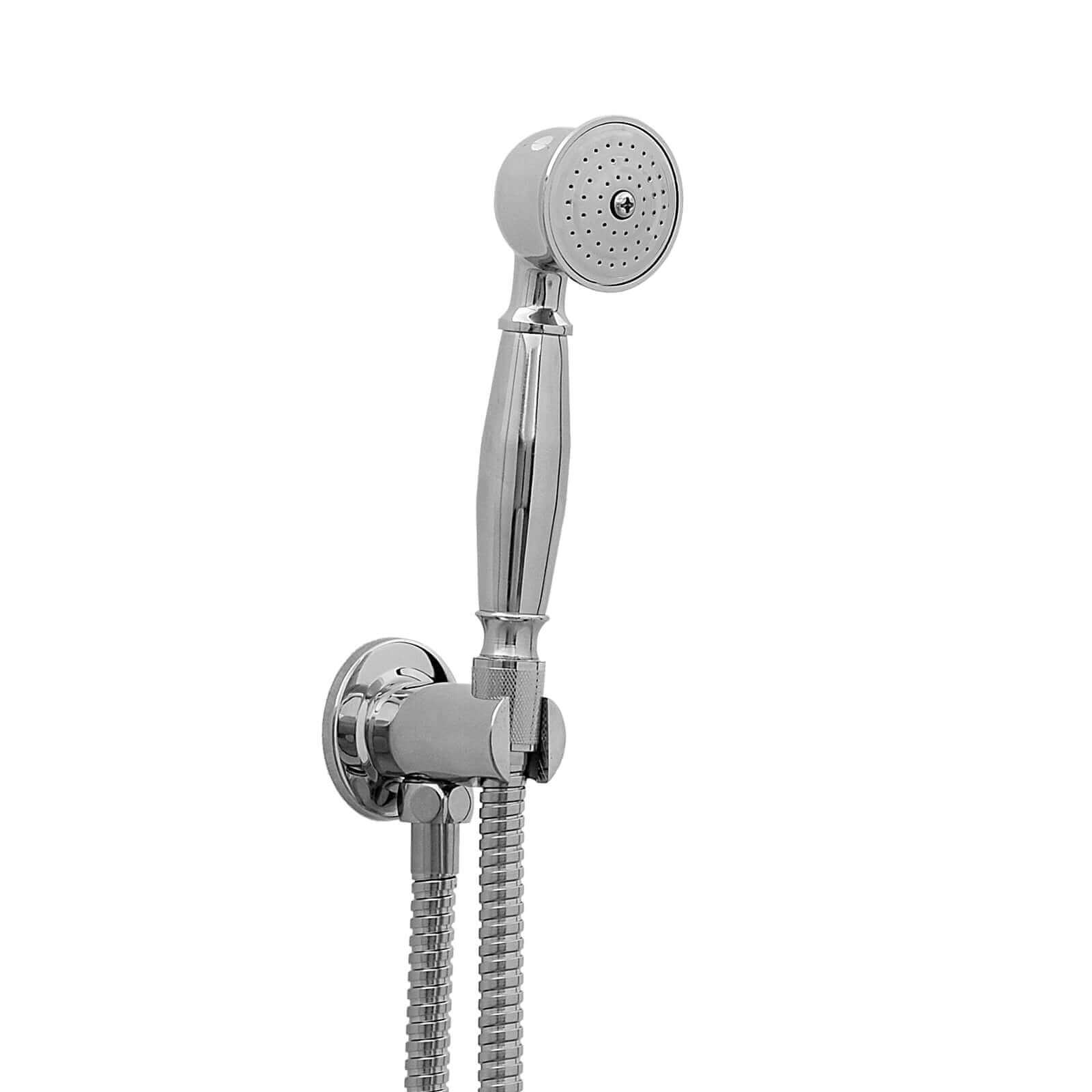 Buy Traditional Brass Hand Shower Kit Incl. Hose and Shower Head Holder with Outlet - Chrome Online UK | HOUSE OF ENKI