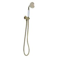 Buy Traditional Brass & White Ceramic Hand Shower Kit Incl. Hose And Wall Bracket With Outlet - Gold Online UK | HOUSE OF ENKI