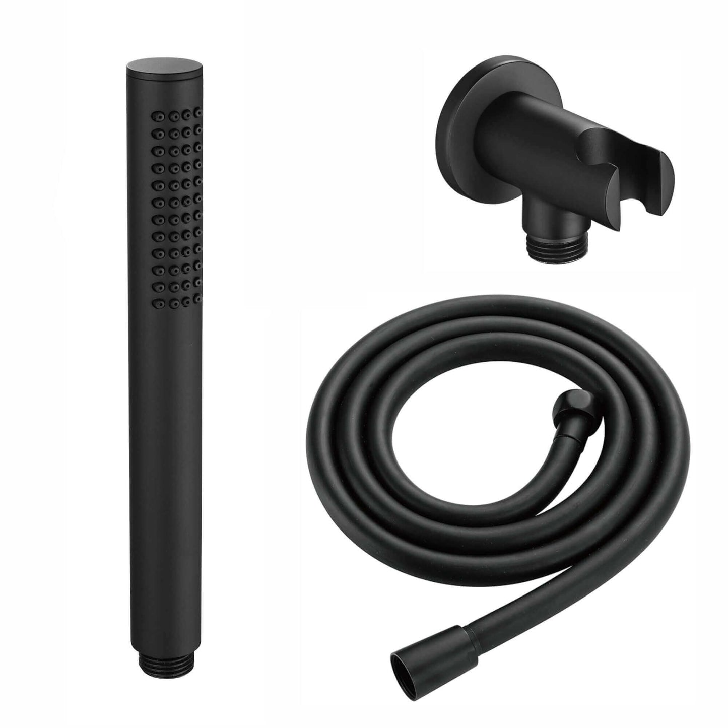 Buy Premium Round Pencil Hand Shower With Silicone Jets Kit Incl. Hose And Wall Bracket With Outlet - Matt Black Online UK | HOUSE OF ENKI
