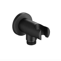 Premium Round Pencil Hand Shower With Silicone Jets Kit Incl. Hose And Wall Bracket With Outlet - Matte Black - Showers