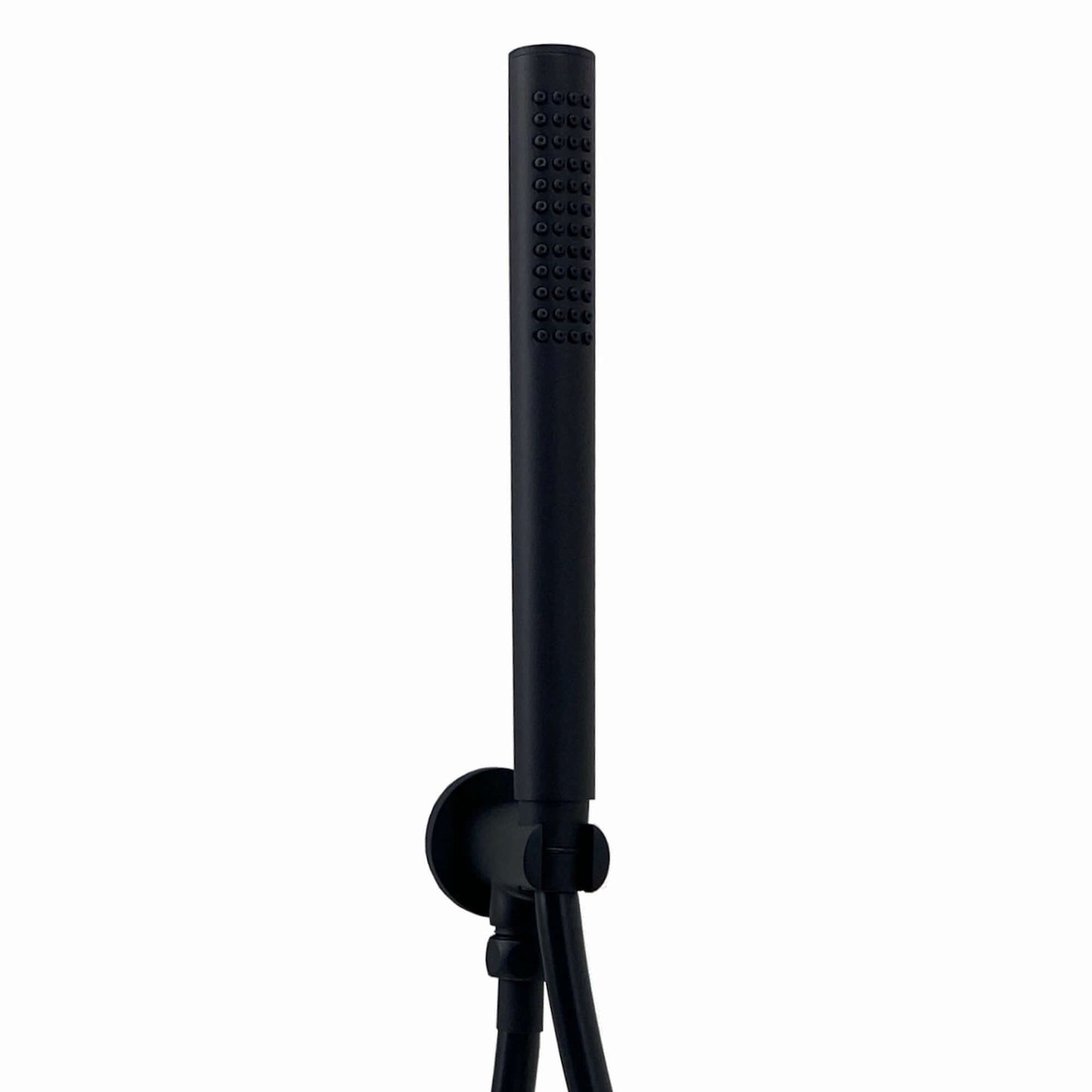 Premium Round Pencil Hand Shower With Silicone Jets Kit Incl. Hose And Wall Bracket With Outlet - Matte Black - Showers