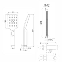 Contemporary Square 3 Function Hand Shower Kit Incl. Hose And Wall Bracket With Outlet - Chrome
