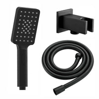 Buy Contemporary Square 3 Function Hand Shower Kit Incl. Hose And Wall Bracket With Outlet - Black Online UK | HOUSE OF ENKI