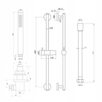 Buy Contemporary Shower Slider Riser Rail Kit With Pencil Shower Head, Hose and Wall Elbow - Chrome Online UK | HOUSE OF ENKI