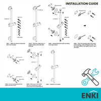 Buy Contemporary Shower Slider Riser Rail Kit With Pencil Shower Head, Hose and Wall Elbow - Chrome Online UK | HOUSE OF ENKI