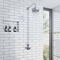 Buy Downton shower rigid riser rail traditional brass - chrome Online UK | HOUSE OF ENKI