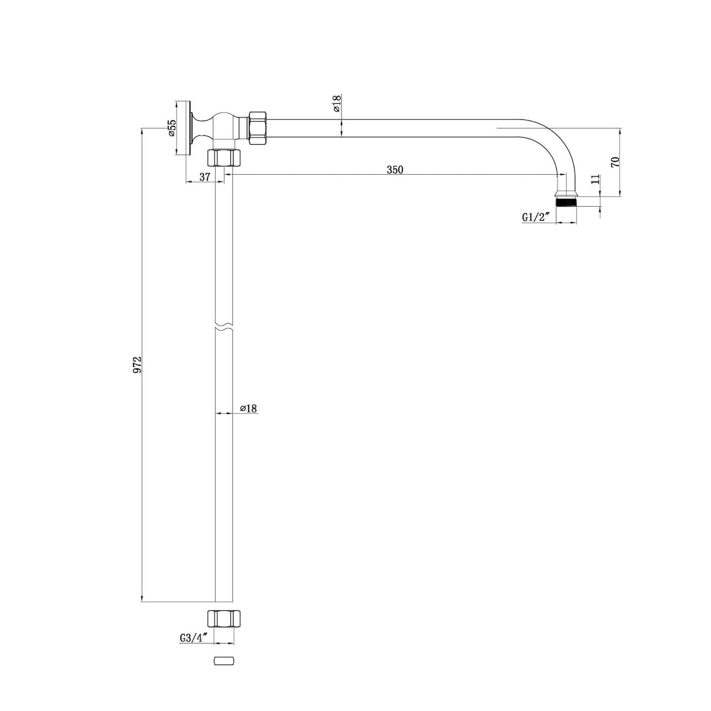 Downton shower rigid riser rail traditional brass - chrome - Showers