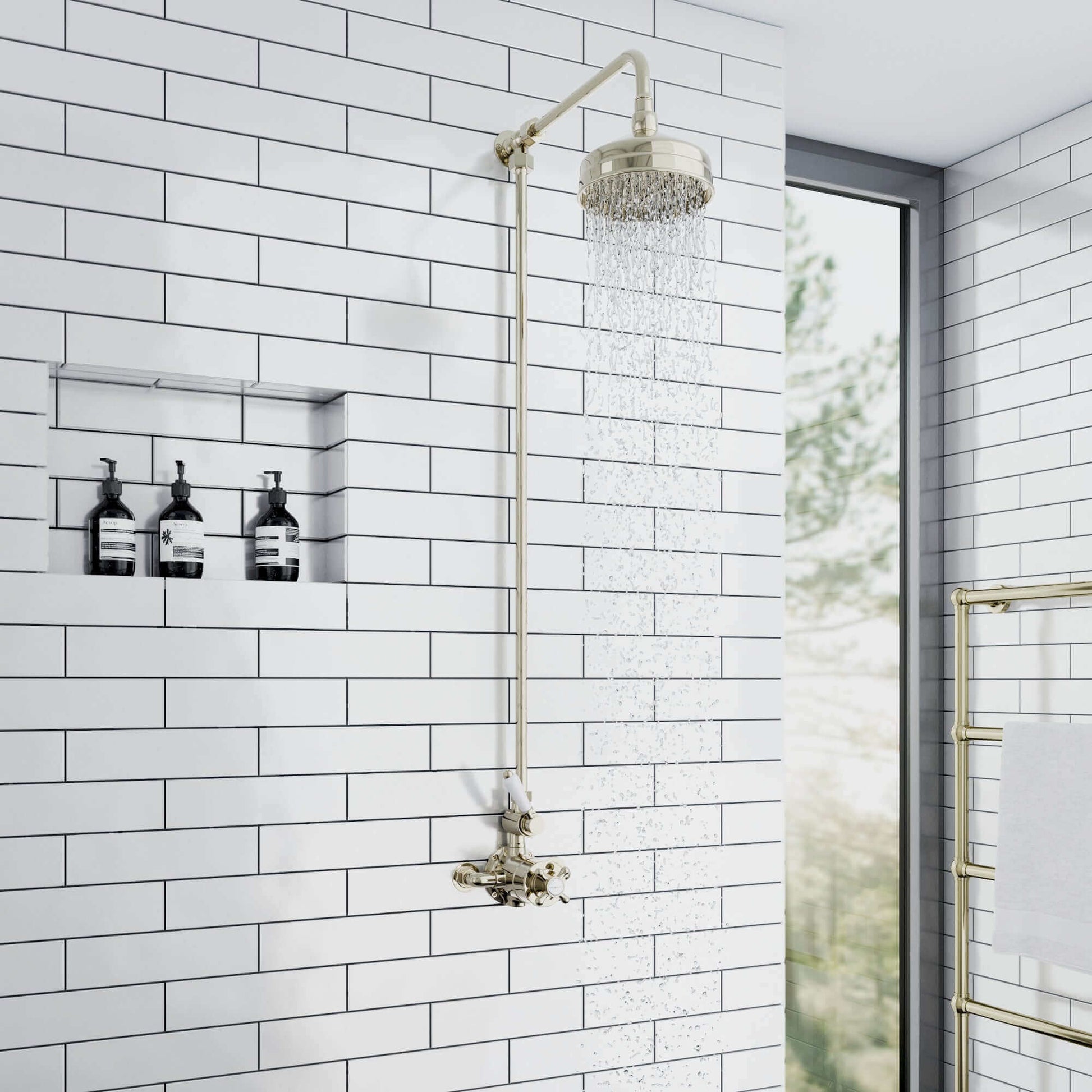 Buy Downton shower rigid riser rail traditional - gold Online UK | HOUSE OF ENKI
