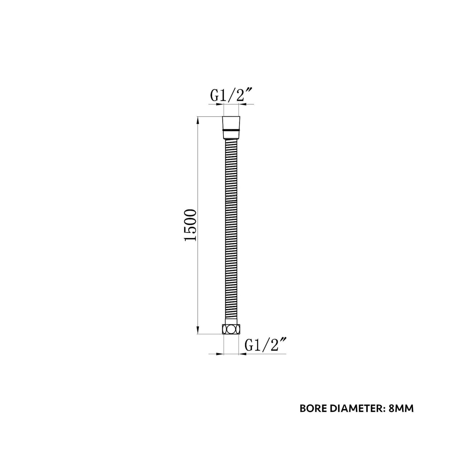 Flex shower hose stainless steel 1.5m standard bore - chrome - Showers