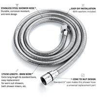 Buy Flex shower hose stainless steel 1.75m standard bore - chrome Online UK | HOUSE OF ENKI