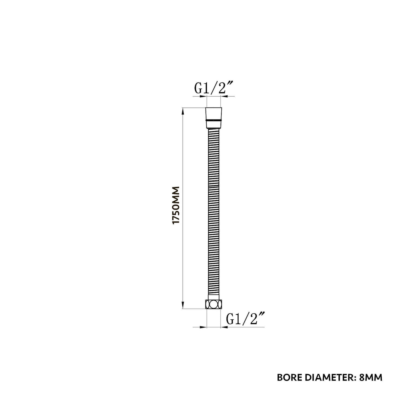 Flex shower hose stainless steel 1.75m standard bore - chrome - Showers