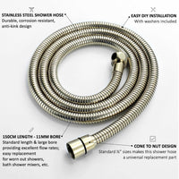 Buy Flex shower hose stainless steel 1.5m large bore - gold Online UK | HOUSE OF ENKI