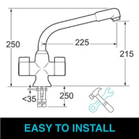 Alpha dual flow kitchen sink tap twin lever - chrome - Kitchen