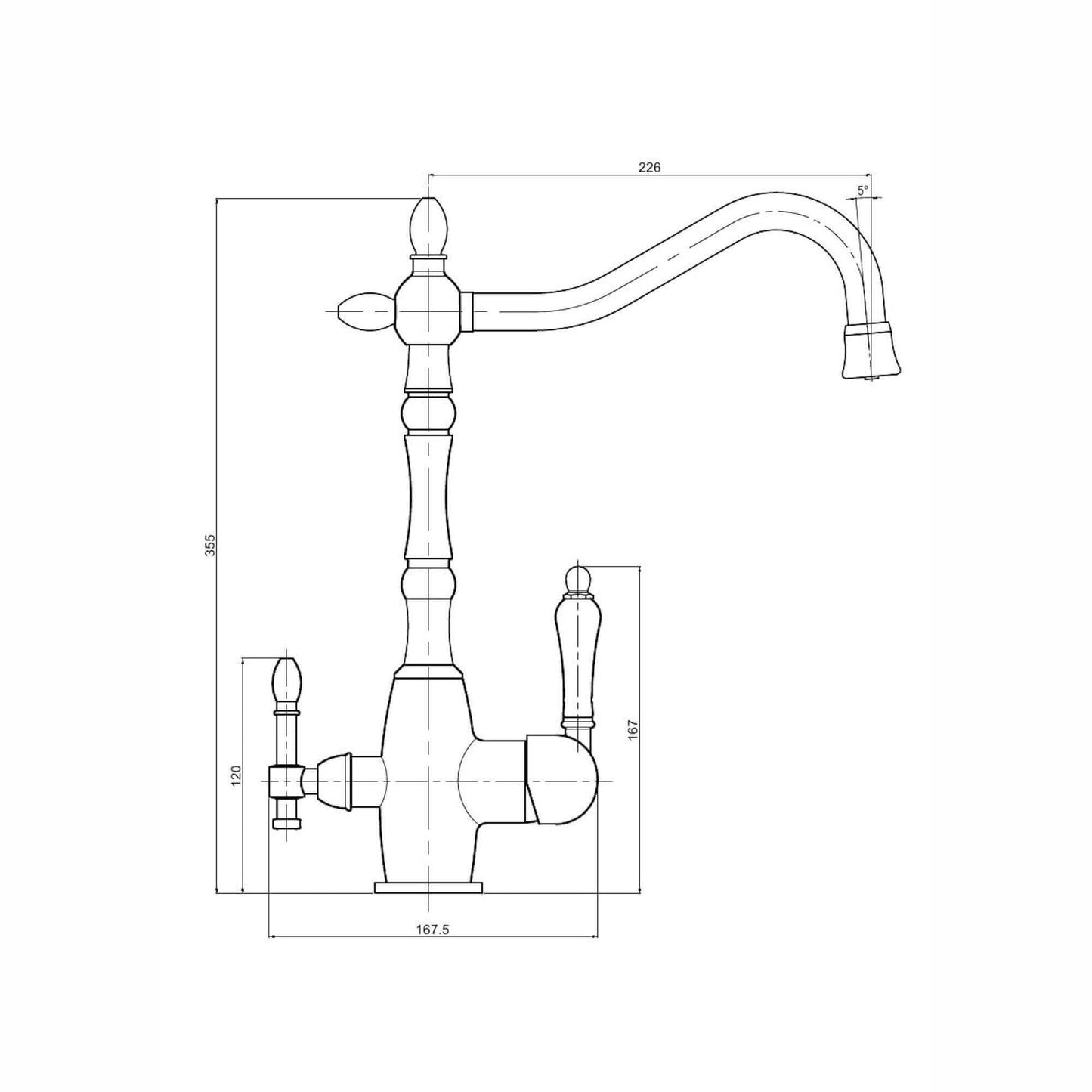 Buy Aylesbury traditional 3 way kitchen sink filter mixer tap - brushed nickel Online UK | HOUSE OF ENKI
