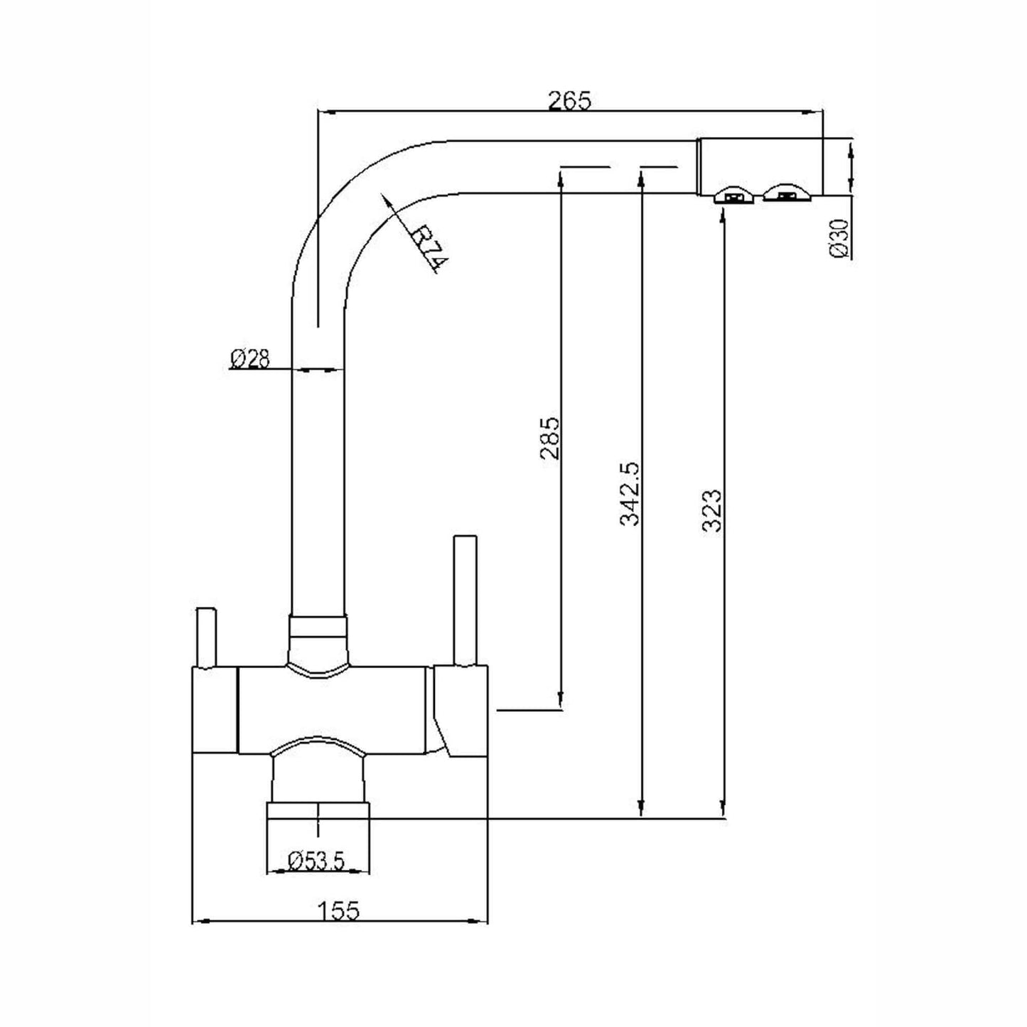 Buy Modena modern round 3 way kitchen sink filter mixer tap - rose gold online UK