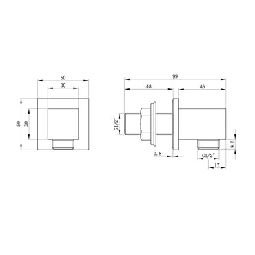 Buy Square shower outlet elbow solid brass - black Online UK | HOUSE OF ENKI