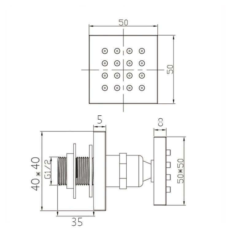 Buy Square shower body jet - chrome Online UK | HOUSE OF ENKI