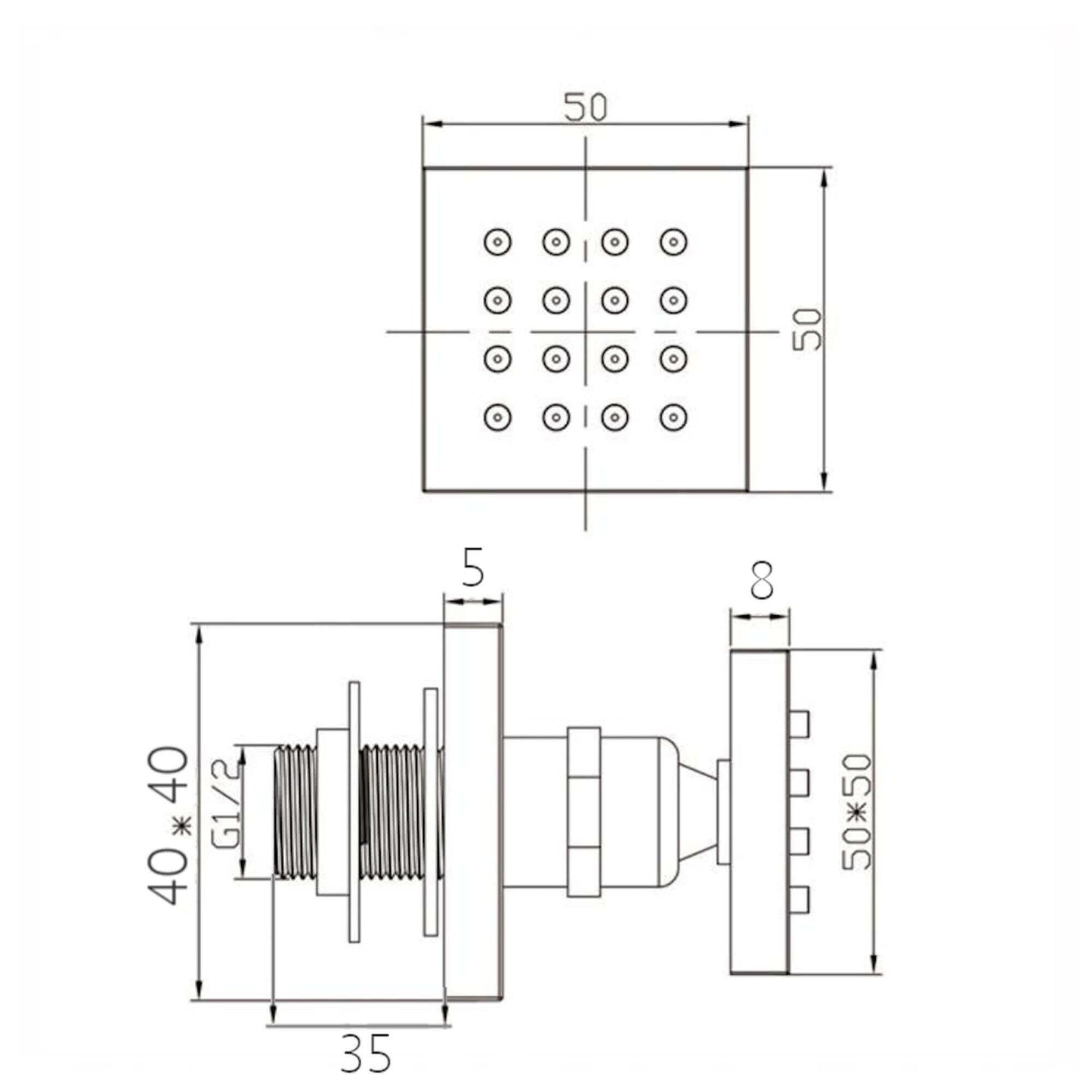 Buy 6 x square shower body jets - chrome Online UK | HOUSE OF ENKI