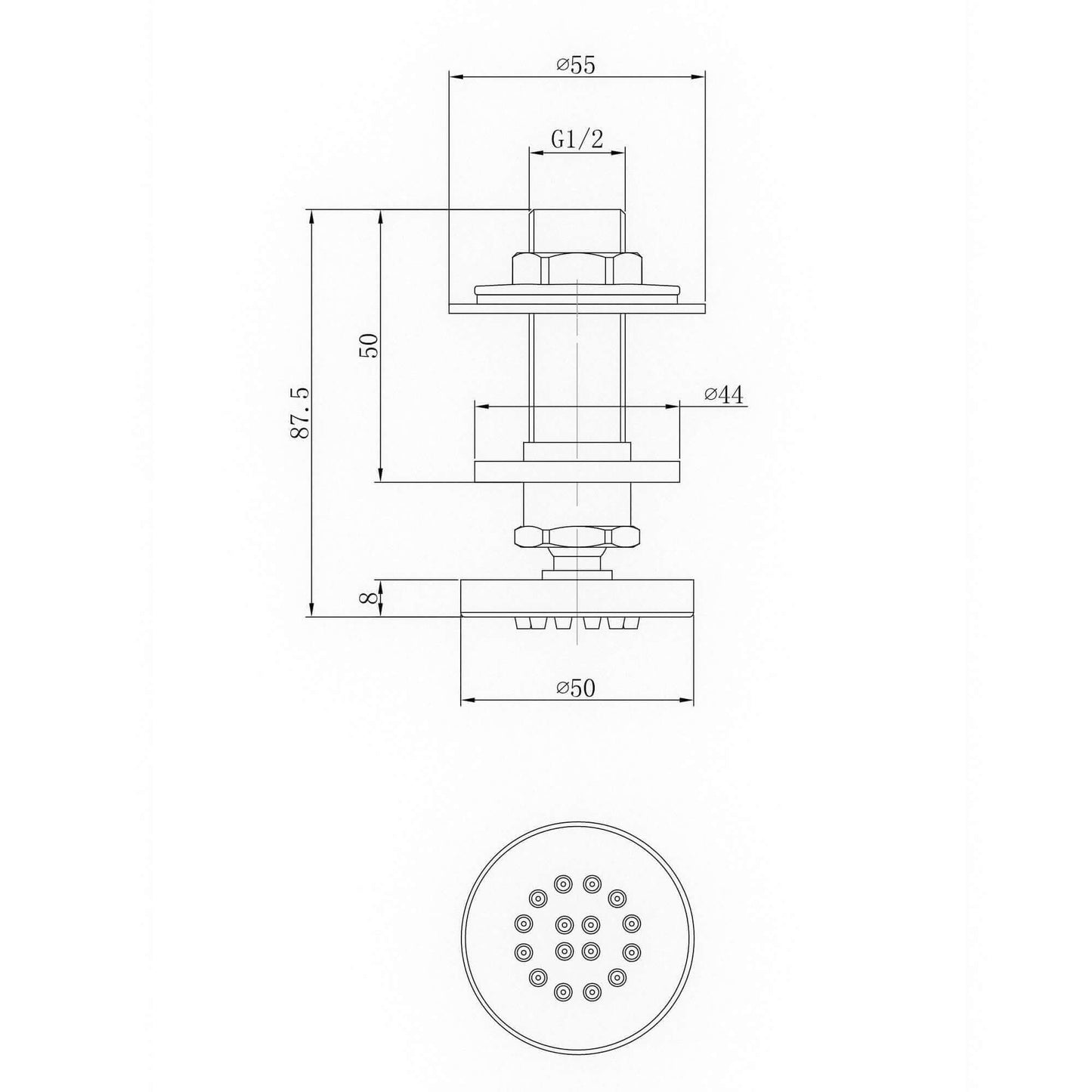 Buy 6 x round shower body jets - matt black Online UK | HOUSE OF ENKI