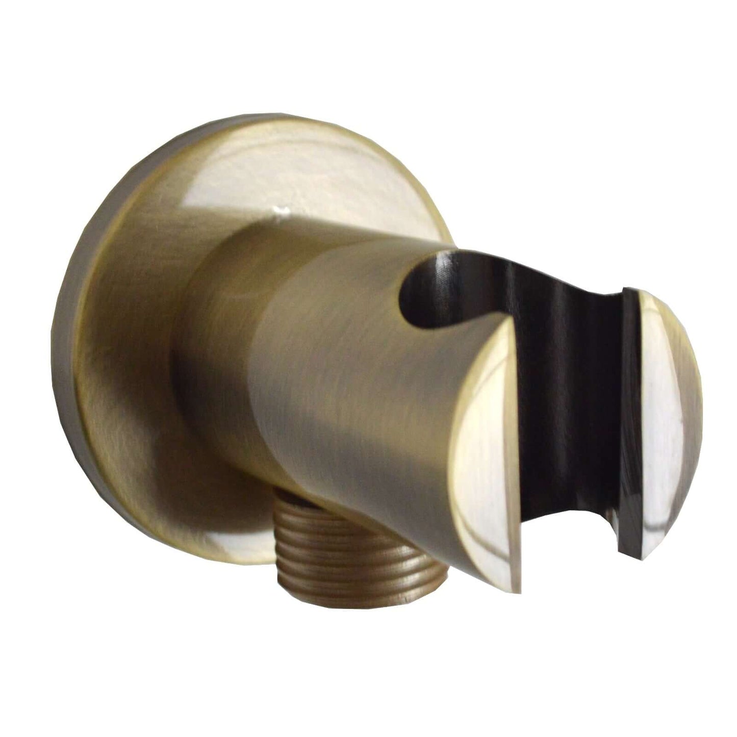 Buy Round shower outlet elbow with holder for handheld shower head - antique brass Online UK | HOUSE OF ENKI