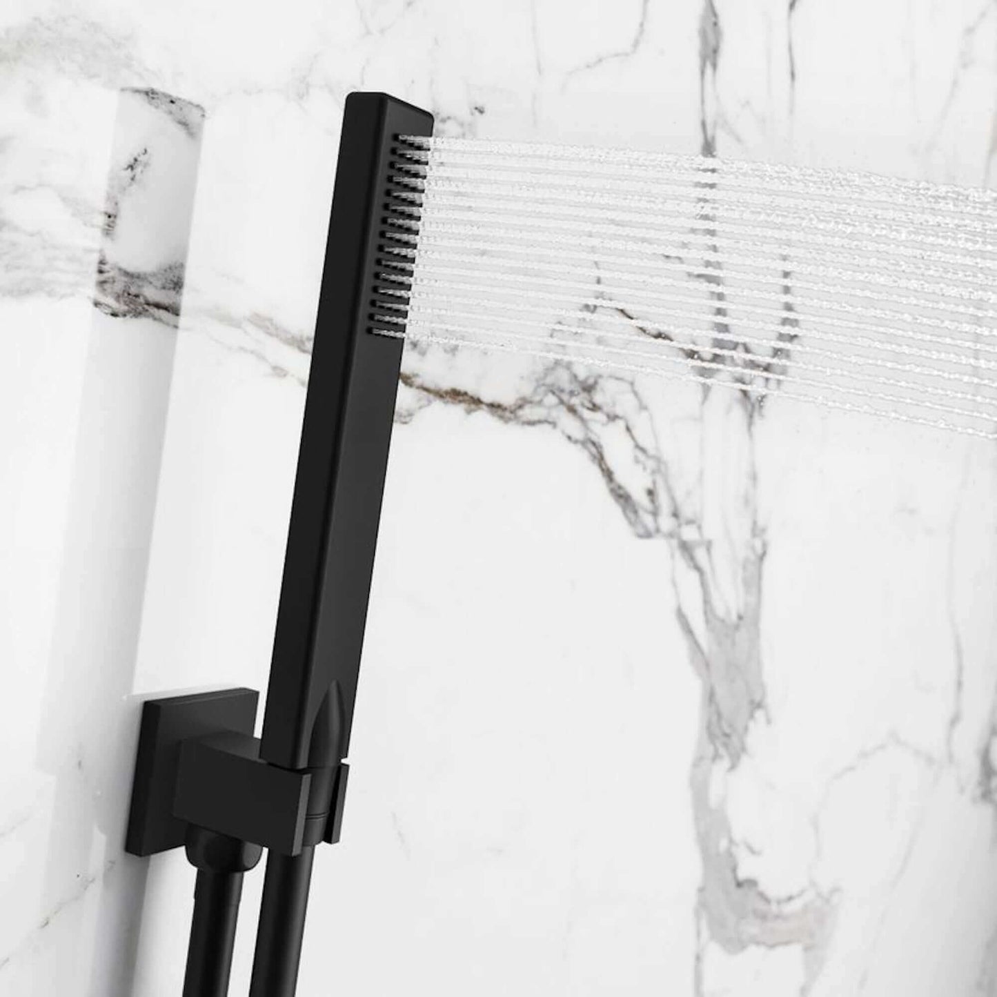 Buy Square shower outlet elbow with holder for handheld shower head - black Online UK | HOUSE OF ENKI