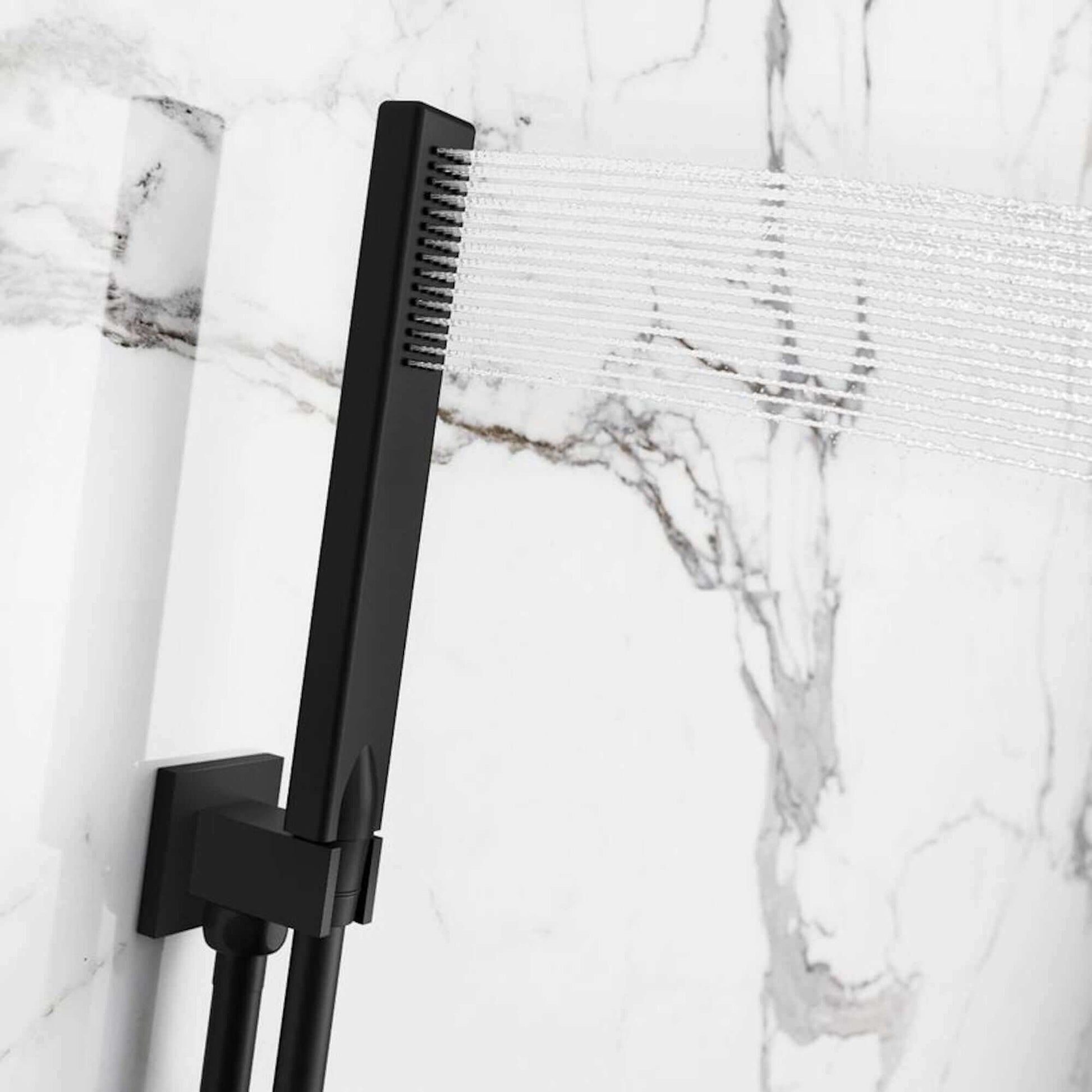 Buy Square shower outlet elbow with holder for handheld shower head - black Online UK | HOUSE OF ENKI