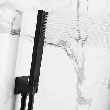 Buy Square shower outlet elbow with holder for handheld shower head - black Online UK | HOUSE OF ENKI