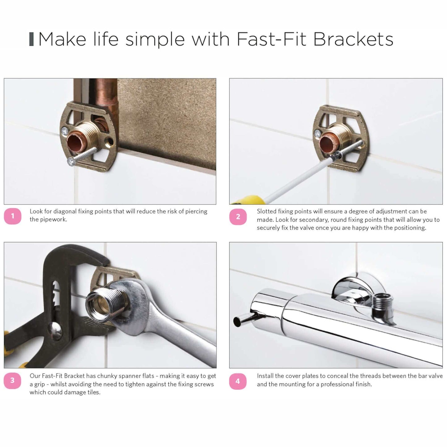 Buy Round easy fix kit bracket for bar shower valves - chrome Online UK | HOUSE OF ENKI