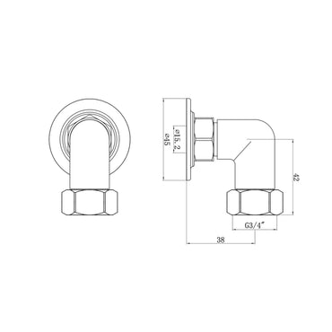 Buy Return to wall bend 3/4" for Downton T93, T94, T92 - antique brass online UK