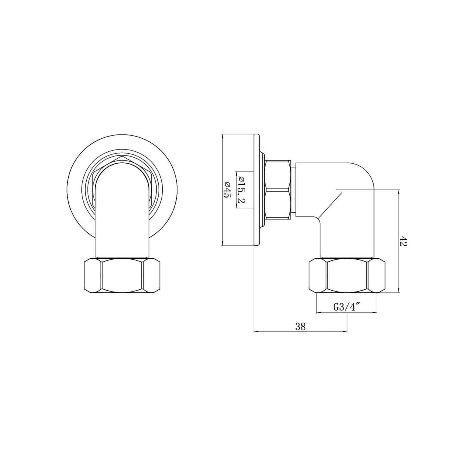 Buy Return to wall bend 3/4" for Downton T70, T72, T68, T90, T91, T89 - gold online UK
