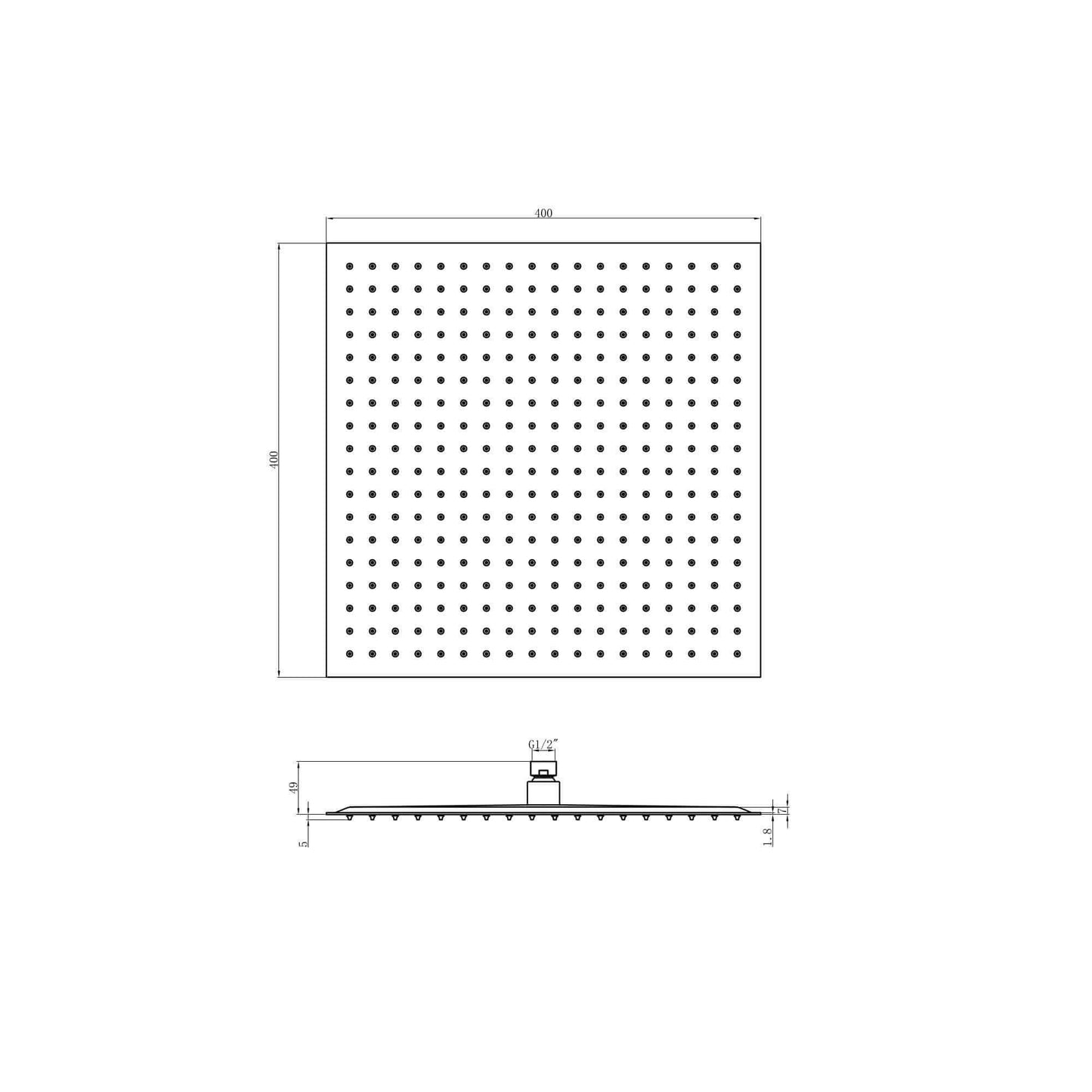 Buy Square ultra slim shower head stainless steel 400mm - chrome Online UK | HOUSE OF ENKI