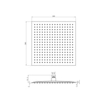 Square ultra slim shower head stainless steel 300mm - matte black - Showers