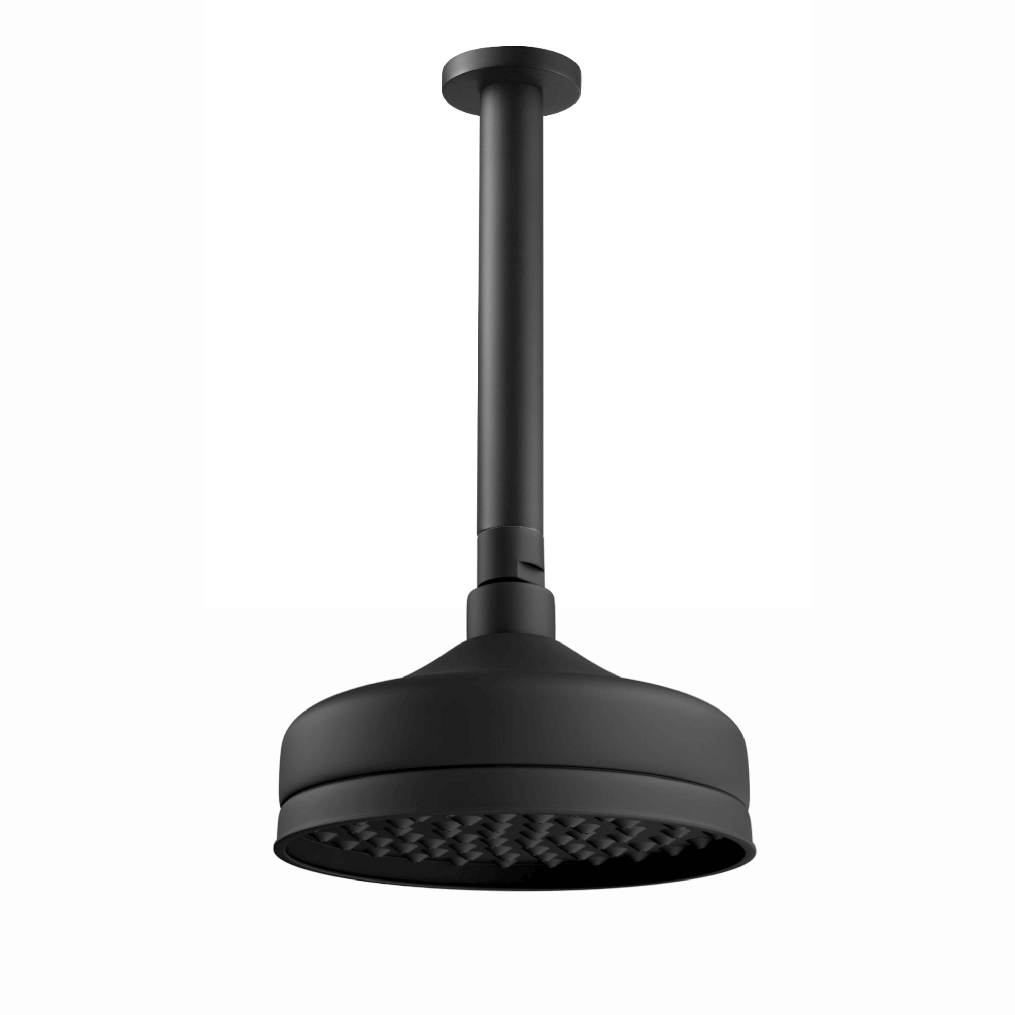 Traditional Ceiling Fixed Apron Brass Shower Head 6" With 180mm Ceiling Shower Arm - Black