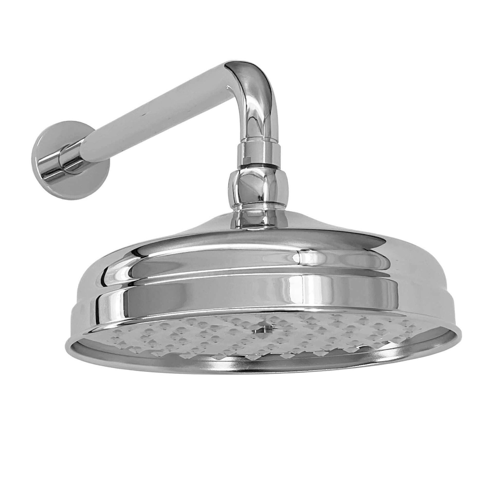 Buy Traditional Wall Fixed Apron Brass Shower Head 8" With Shower Arm - Chrome Online UK | HOUSE OF ENKI