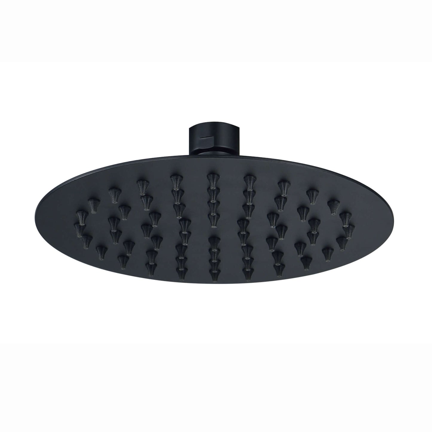 Buy Contemporary Wall Fixed Round Ultra Slim Stainless Steel Shower Head 8" With Shower Arm - Matt Black Online UK | HOUSE OF ENKI