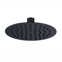 Contemporary Wall Fixed Round Ultra Slim Stainless Steel Shower Head 8" With Shower Arm - Matt Black
