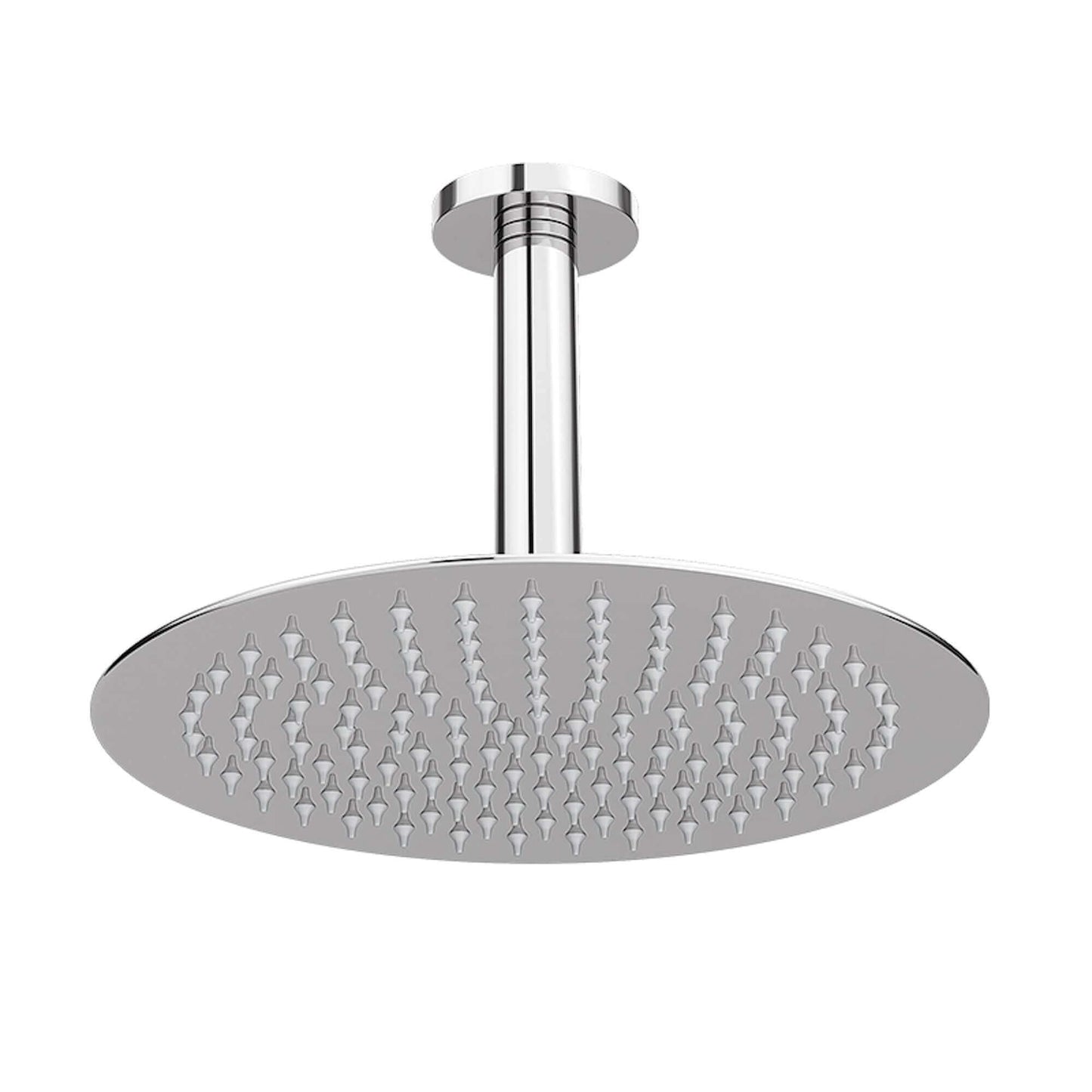 Buy Contemporary Ceiling Fixed Round Ultra Slim Stainless Steel Shower Head 12" With 180mm Ceiling Shower Arm - Chrome Online UK | HOUSE OF ENKI