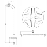 Contemporary Wall Fixed Round Ultra Slim Stainless Steel Shower Head 12" With Shower Arm - Matt Black